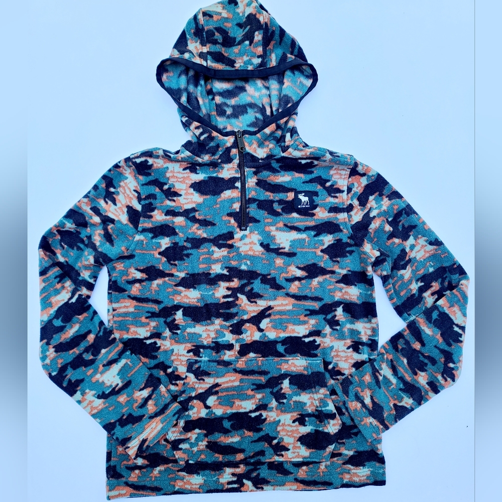 Abercrombie Kids Fleece Quarter Zip Camo Pullover Hooded 13/14